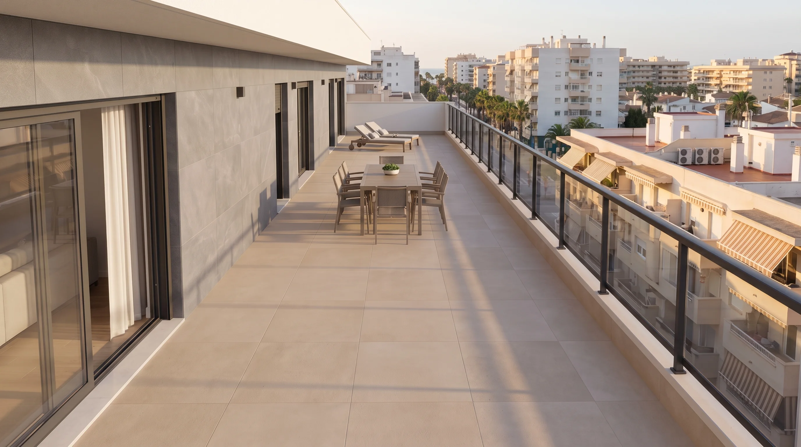 Terraza de una vivienda de ICON Torrevieja de noche